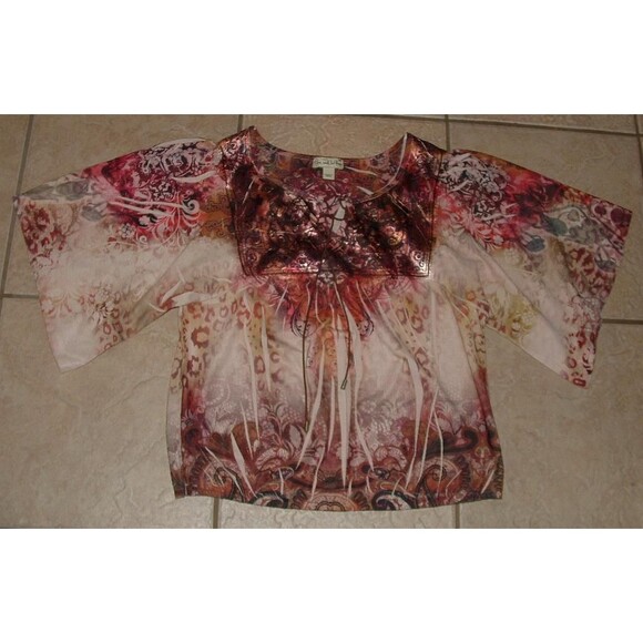Brown Print Sz Medium Casual Wear Sublimation Shirt LIVE AND LET LIVE - Picture 1 of 2